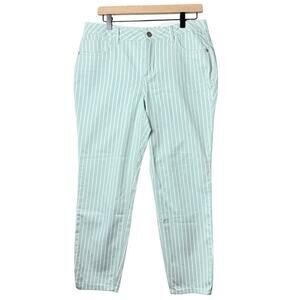 Cato Women's Green and White Striped Pants Jeans Size 12 NWT